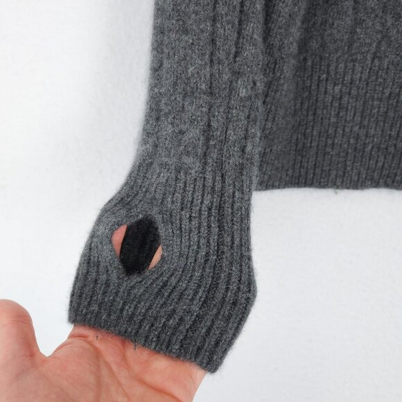 Michelle Smith Sweater Womens Medium Gray Stacey Cable Knit Cashmere Turtle Neck - Picture 9 of 11